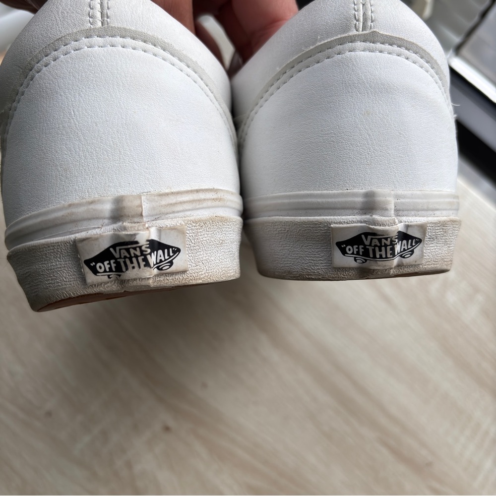 Vans Men's White Leather Sneakers - Picture 6 of 8
